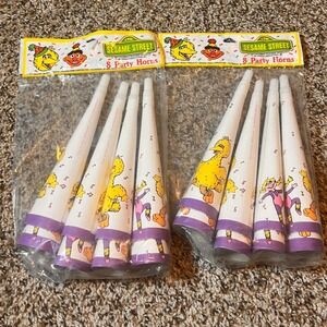 Sesame Street Party Horns‎ Vintage 1990s Birthday Party Favors Kids 16 Horns
